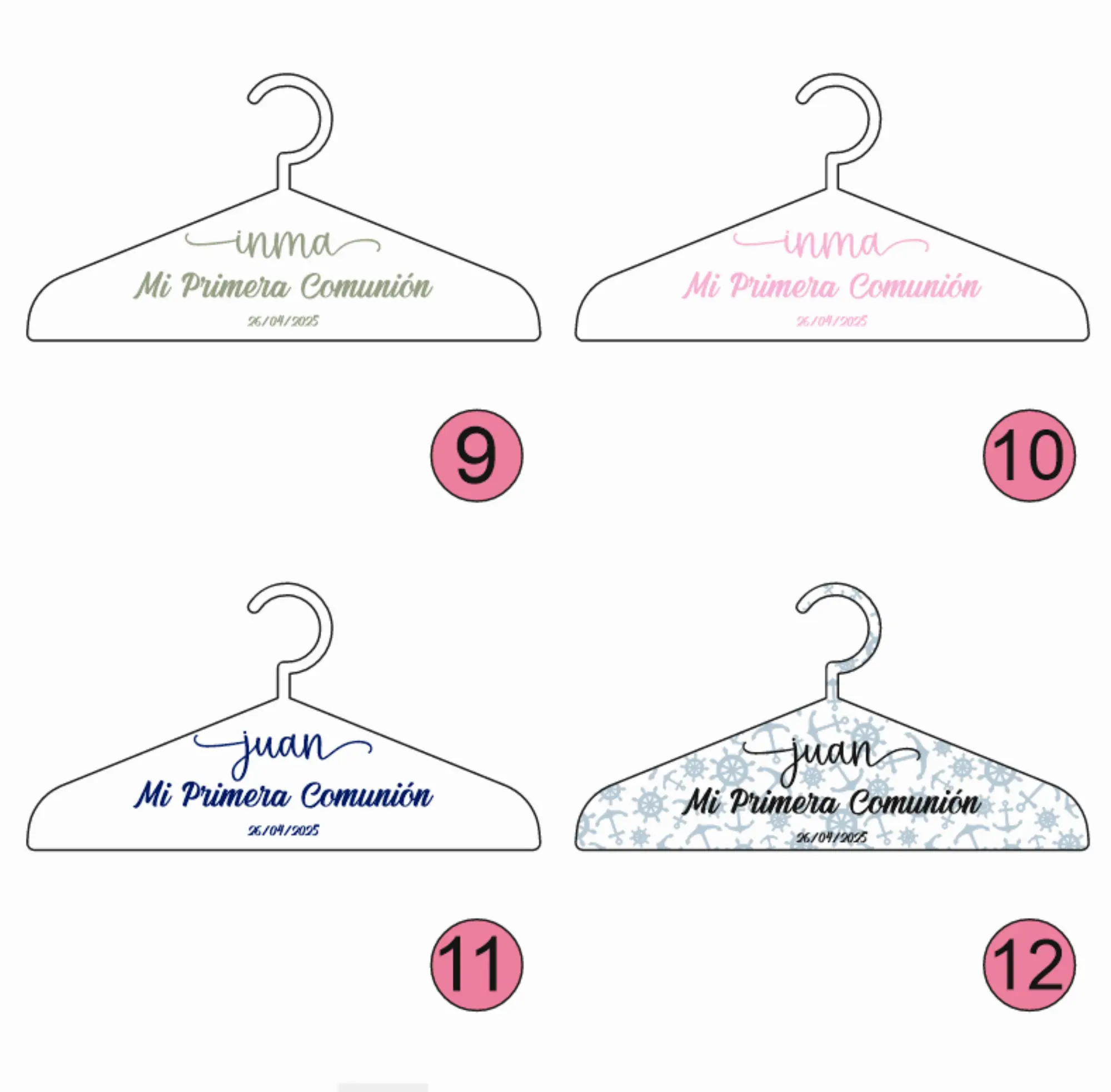 perchas personalizadas comunion tres